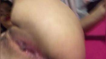 video of leg up and bating with her make-up stick in her ass