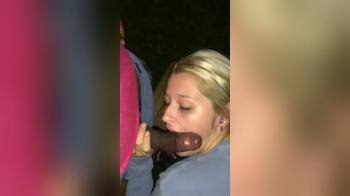 video of White blonde sucking black cock outside