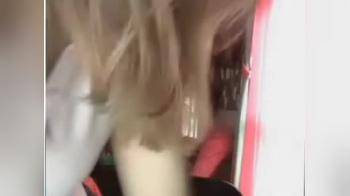 video of Blonde playing with her pussy for bf on laptop 