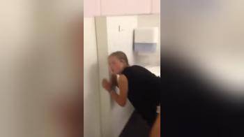 video of Tall blondie getting owned in the bathroom