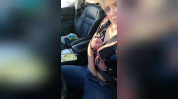 video of Horny housewife masturbating in parking filming herself