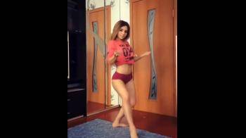 video of cute brunette dancing in her hot pants