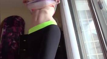 video of Joga pants strip and dildo workout