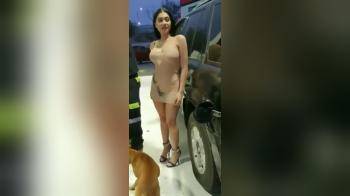 video of latina pumping gas