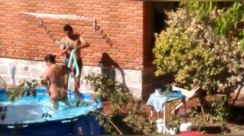 video of Neighbor wife topless in the pool