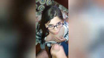 video of Nerdy brown eyed girl getting a facial