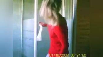 video of blonde hidden camera while taking a shower