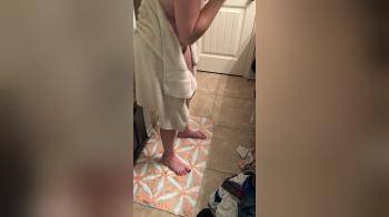 video of Wife naked in bathroom with her towel