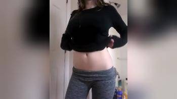 video of black sweater showing her amazing big tits