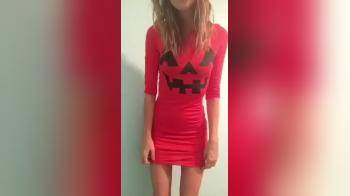 video of red halloween dress flashing body