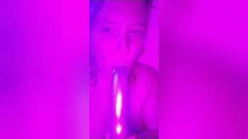 video of Chubby girl sucking dildo under the shower