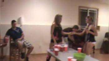 video of girls play beer pong in underwear