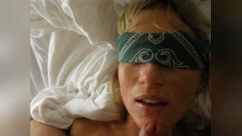 video of Blindfolded Woman Big Swallow