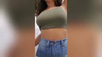 video of curly hair girl drops her tits