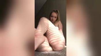video of Blonde plays with pussy