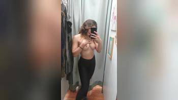 video of hot brunette topless in the changing room