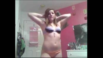 video of Thick teen strips and dances