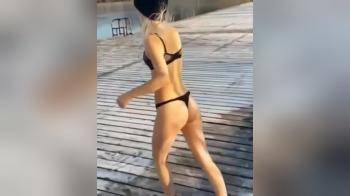 video of beautiful girl jump in water