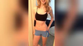 video of Blonde teen stepsister hotel strip
