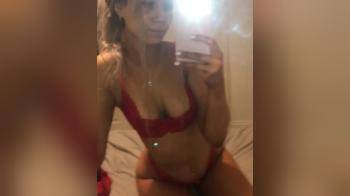 video of blond selfie in red lingerie