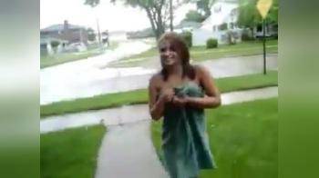 video of Girl Drops Her Towel in the Street