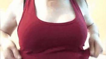 video of Perky boob drop from red shirt
