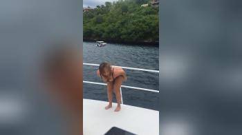 video of In bikini flashing on the Boat