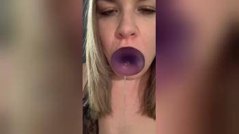 video of Showing her deep throat choking skills