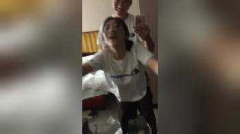 video of Phone film as Asian beauty fucked against mirror