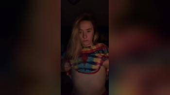 video of Blonde babe flashes in the dark