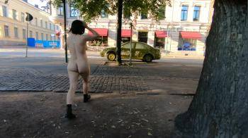 video of on the street naked walking around