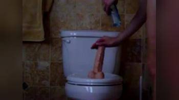 video of moms dildo on the toilet