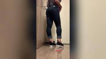 video of Cute petite girl strips down her jeans and spread her ass