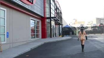 video of walking naked outside masked