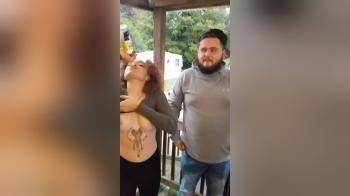 video of Beer Chug with Boobs Out