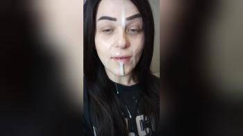 video of slurping cum on her face