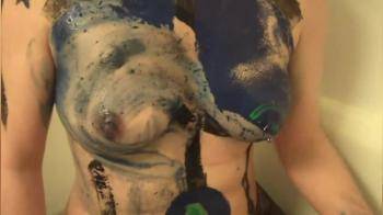 video of getting of the body paint under the shower