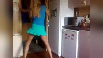 video of skinny babe dancing in yellow bra and panties