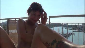 video of Nice and naked on the balcony at vacation