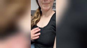 video of Showing boobs at work