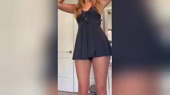 video of She takes off her blue dress