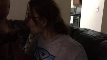 video of Young, nerdy but sexy wife sent over by husband to please her bull but she struggles with the girth
