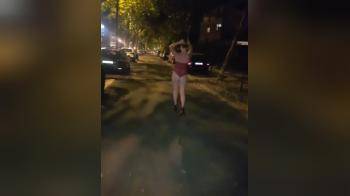 video of Walking in lingerie outside