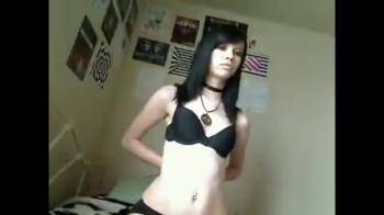 video of Goth babe with small tits plays 4 bf