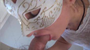 video of Oral cumshot with white mask 1