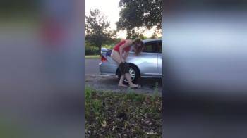 video of Hot GF slips next to our car into her new outfit