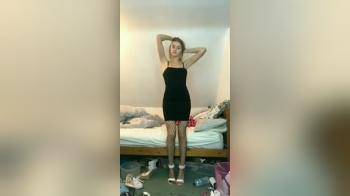 video of British blonde strips naked out of her dress