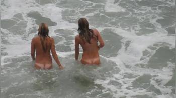 video of Two hot chicks loving the sea naked