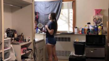 video of After a walk getting undressed in her dorm room