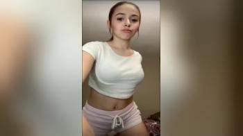 video of cute petite college girl in shorts teasing